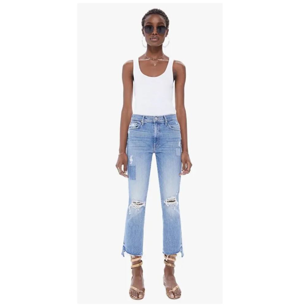 MOTHER The Insider Crop Step Fray We Are Castaways Jeans Size 25